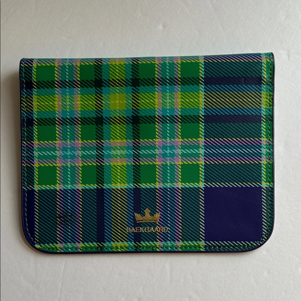 Baekgaard Tartan Wallet Coin Purse in Purple & Green with Yellow Accents